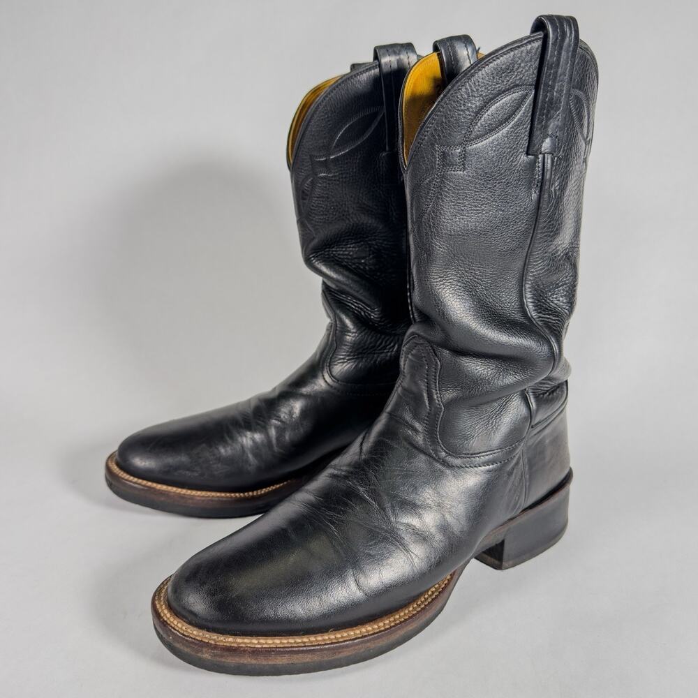Nocona Western Boots Men’s Size 8 B Black Made In USA Vintage 90s
